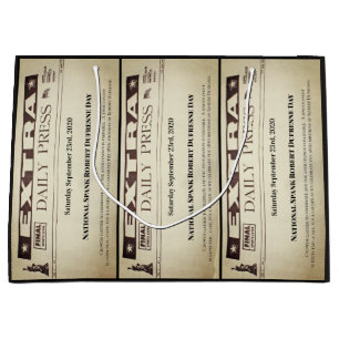 Sacola Para Presentes Grande Título de jornal personalizado divertimento