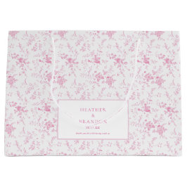 Sacola Para Presentes Grande Toile Clássico Vintage Floral Rosa Casamento