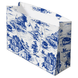 Sacola Para Presentes Grande Toile francês azul