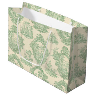 Sacola Para Presentes Grande Toile Verde Menta Vintage Casais e Cena de Jardim