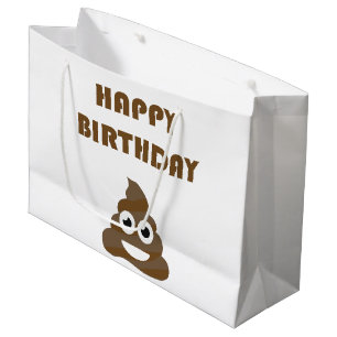 Sacola Para Presentes Grande Tombadilho feliz bonito engraçado Emoji da festa