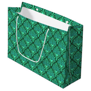 Sacola Para Presentes Grande Tons verdes-mint Art Nouveau padrão geométrico