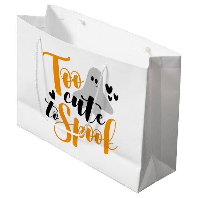 Sacola Para Presentes Grande Too Cute To Spook Ghost Halloween Funny Hoodie (Frente inclinada)