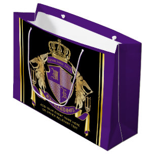 Sacola Para Presentes Grande Torne o seu Casaco de armas Dourado Angel Purple E