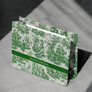 Sacola Para Presentes Grande Torre branco verde de jouy