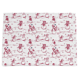 Sacola Para Presentes Grande Torre de desfile do boneco de neve - vermelho