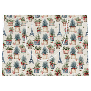 Sacola Para Presentes Grande Torre Eiffel, Topiários Franceses no Natal de Pari
