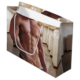 Sacola Para Presentes Grande Torso masculino musculoso sem camisa do SlipperyJo