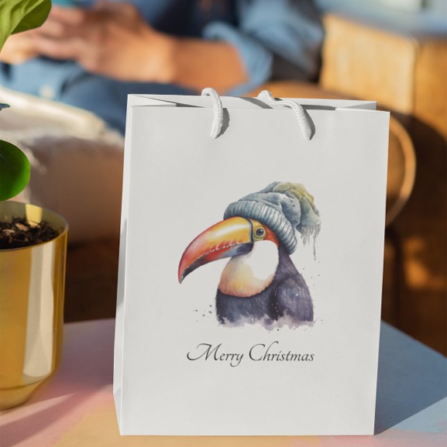 Sacola Para Presentes Grande Toucan Winter Vibes, personalizado (Criador carregado)