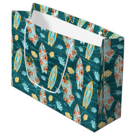 SACOLA PARA PRESENTES GRANDE TRAJES DE BANHO FLORES PRANCHAS TROPICAIS