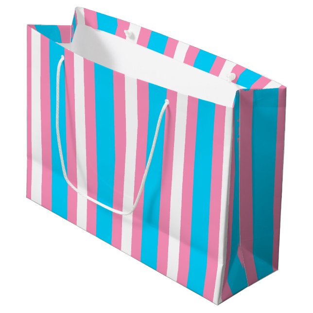 Sacola Para Presentes Grande  Transgender Stripes Flag Birthday (Frente inclinada)