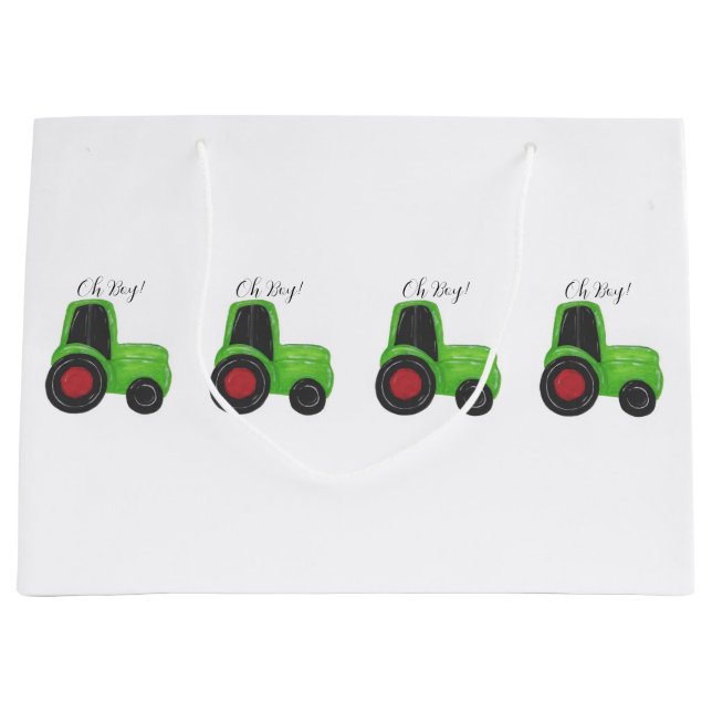 Sacola Para Presentes Grande Trator Baby Boy (Frente)