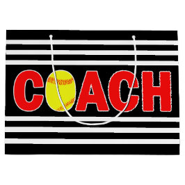 Sacola Para Presentes Grande Treinador de Softball Personalizado de Equipe de E