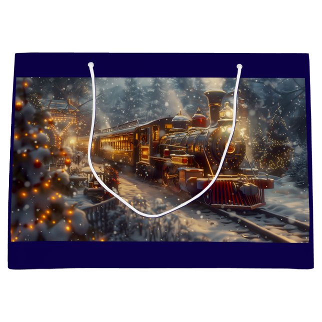 Sacola Para Presentes Grande trem de Natal (Frente)