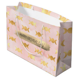 Sacola Para Presentes Grande Trendência de Texto Personalizada de Aniversário F