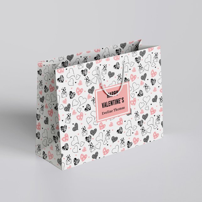 Sacola Para Presentes Grande Trendy Anniversary Love Art Hand Drawn Gift Bag (Trendy Anniversary Love Art Hand Drawn Gift Bag)