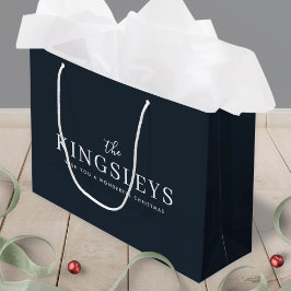 Sacola Para Presentes Grande Trendy Black Na moda Modern Bold Typograhy Name