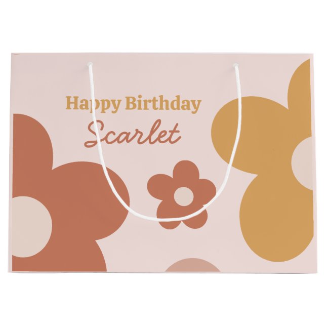 Sacola Para Presentes Grande Trendy Boho Daisies (Frente)