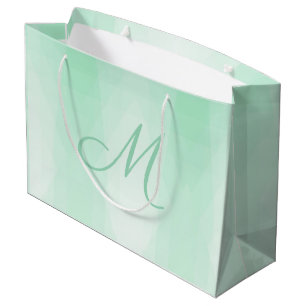 Sacola Para Presentes Grande Trendy Mint Green - Modelo moderno monograma