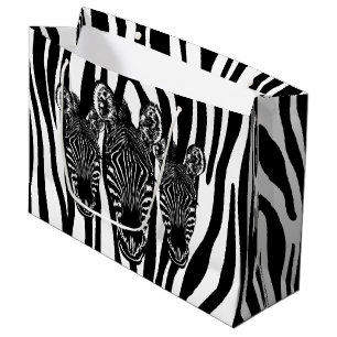 Sacola Para Presentes Grande Trendy Zebra Herd na Impressão Zebra