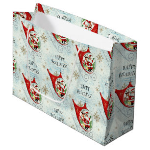 Sacola Para Presentes Grande Trenó Rotor Retro do Papai Noel