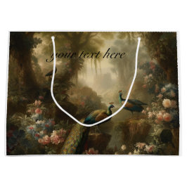 Sacola Para Presentes Grande três pavões no jardim inglês, personalizáveis