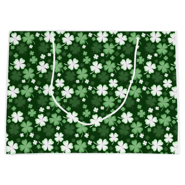Sacola Para Presentes Grande Trevo Verde, Dia de São Patrício (Frente)