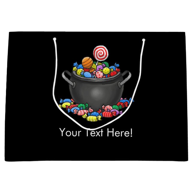 Sacola Para Presentes Grande Trick or Treat Candy Cauldron (Frente)
