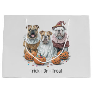 Sacola Para Presentes Grande Trick Ou Tratar Os Bulldog Inglês Do Halloween Pum