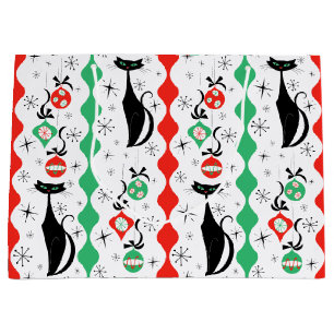Sacola Para Presentes Grande Trilha de Gato do Xmas Retroativa Multipla