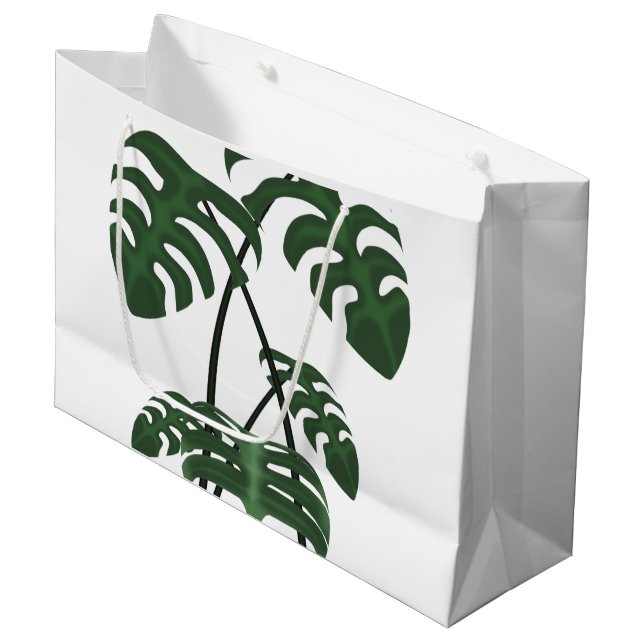 Sacola Para Presentes Grande Tropical Monstera Palm Leaf Gift Bag (Frente inclinada)