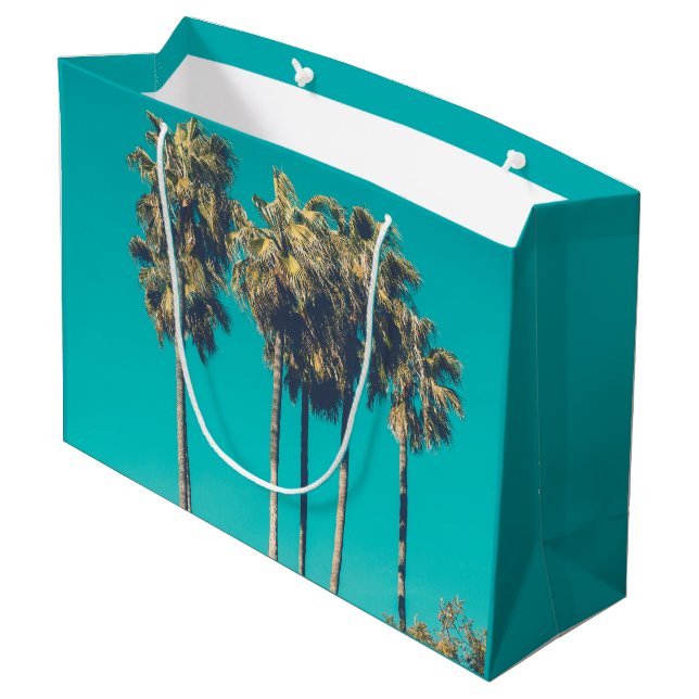 Sacola Para Presentes Grande Tropical Palm Trees California Retro (Verso inclinado)