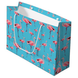 Sacola Para Presentes Grande Tropical Summer Pink Flamingo Pattern