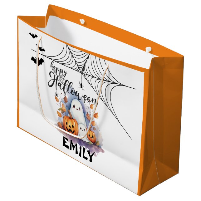 Sacola Para Presentes Grande Truque de Halloween personalizável ou bolsa de tra (Frente inclinada)