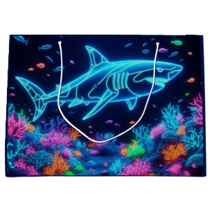 Sacola Para Presentes Grande Tubarão-neon colorido