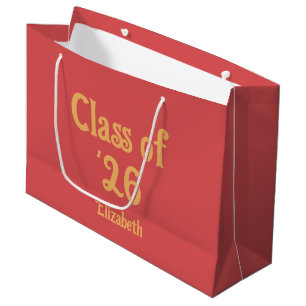 Sacola Para Presentes Grande Turma de '26 Saco de Graduação Rosa-Vermelho Estil