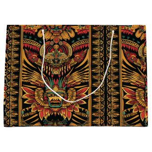 Sacola Para Presentes Grande Turquesa Tribal "Sonho Asteca"