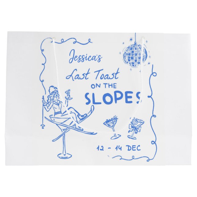 Sacola Para Presentes Grande Último brinde nas férias de solteira nas encostas (Verso)