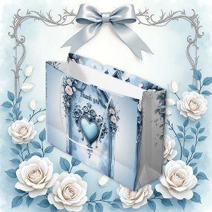 Sacola Para Presentes Grande Um arco azul claro-ornamentado com sotaques florai
