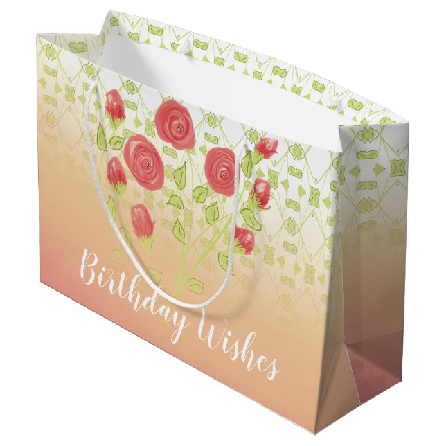 Sacola Para Presentes Grande Um Bonito Aniversário Grande (Verso inclinado)