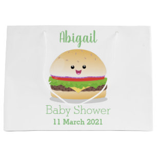 Sacola Para Presentes Grande Um bonito e feliz desenho animado do hambúrguer ka