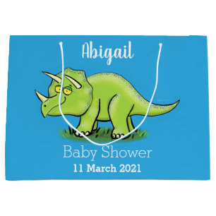 Sacola Para Presentes Grande Um desenho animado de dinossauros triceratops verd