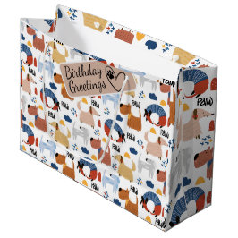 Sacola Para Presentes Grande Um desenho colorido de cão de desenho animado, com