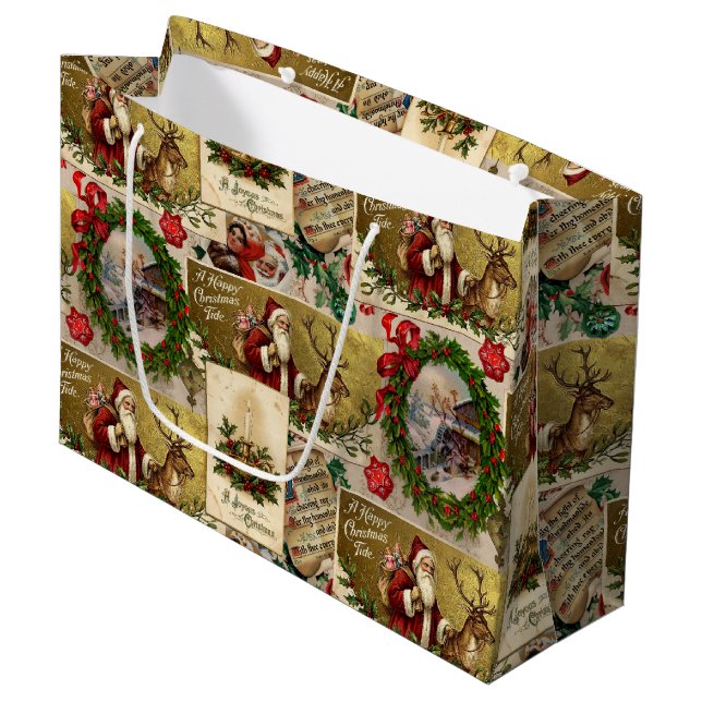 Sacola Para Presentes Grande Um Feliz Natal (Frente inclinada)