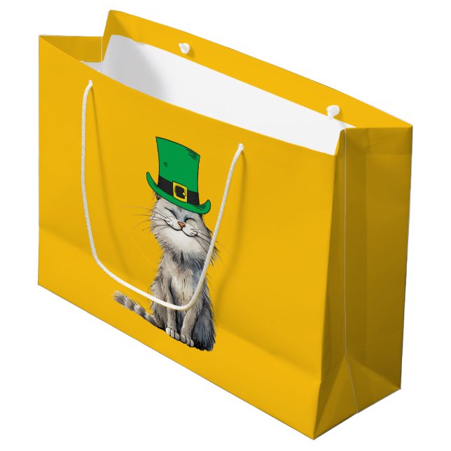 Sacola Para Presentes Grande Um gato irlandês feliz (Frente inclinada)
