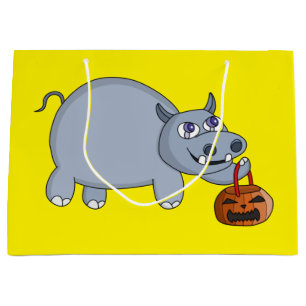 Sacola Para Presentes Grande Um Hippo com um Saco de Abóbora