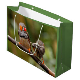 Sacola Para Presentes Grande Um Par Cheiroso de Zebra Finches