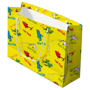 Sacola Para Presentes Grande Um Peixe Dois Peixes Padrão Amarelo