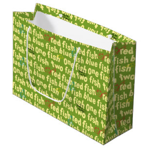 Sacola Para Presentes Grande Um Peixe Dois Peixes Padrão Tipográfico