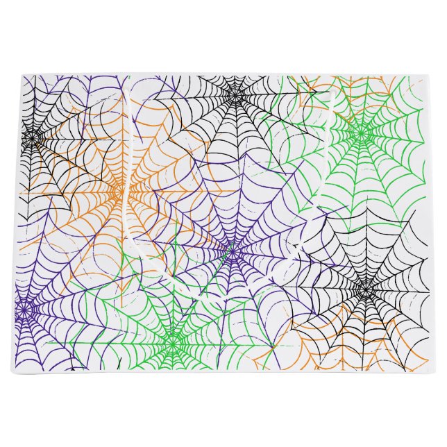 Sacola Para Presentes Grande Um simples padrão na Web da aranha de Halloween (Frente)